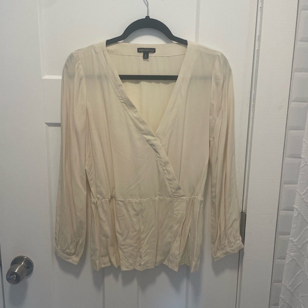 J Crew Mercantile cream faux wrap top size 2
